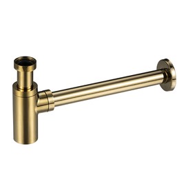 Ieron Bottle Trap Universal for Bathroom Sink Washbasin, Hidden Cleaning Opening Odor Trap Adjustable P-Trap G1 1/4 x 32mm,Antique Brass Drain Pipe,Gold 12cm