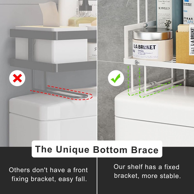 FLOLXNB Over The Toilet Storage Shelf, 2-Tier Bathroom Storage Organizer