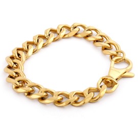 Akitsune Militium Chain Bracelet Curb Chain Links Women Men Metal Bangle Bracelet – Black Silver Gold, Stainless Steel