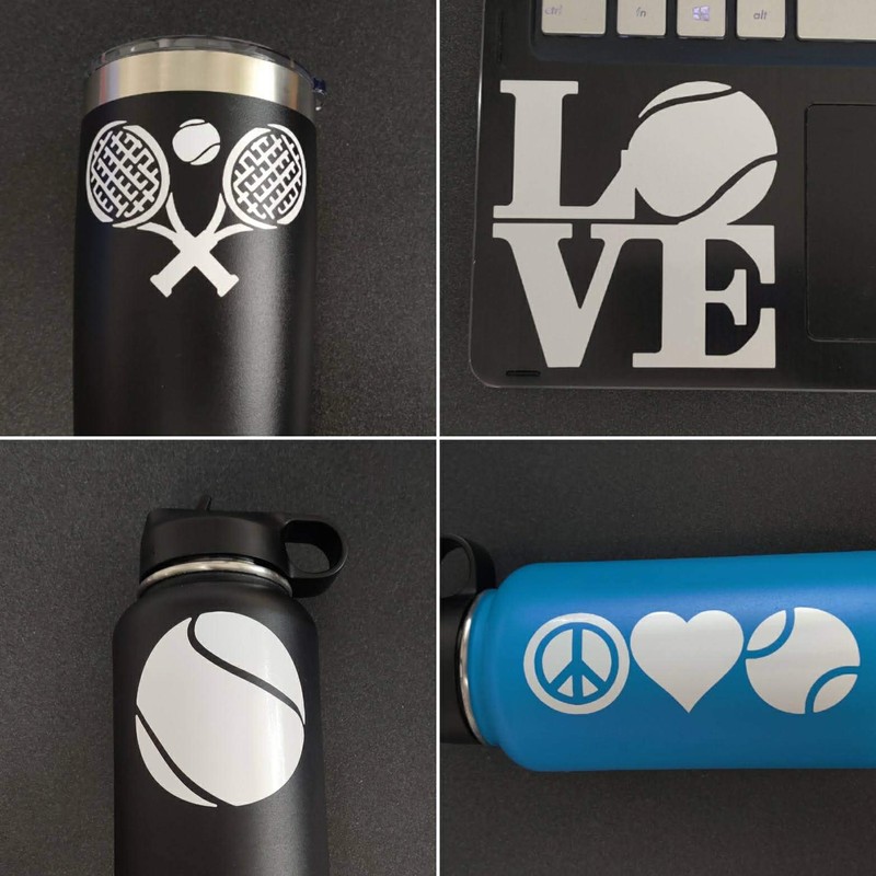 Sports Decal 4 Pack: Tennis - Assorted Decals (White)