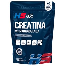 HS HERO SPORT Creatina Monohidratada de Alta Pureza 650g. Pre Entreno en Polvo. 5g de Creatina por Porción, 130 porciones por envase, 100% Pura, 100% 