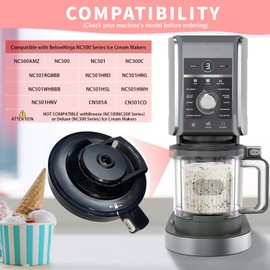 Compatible Lid for Ninja Ice Cream Maker NC501 Series, Ice Cream Replacement Lid, Replacement Parts Accessories Compatible with Ninja NC501/NC500 Series (NO Paddle)