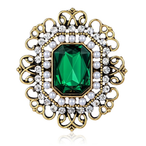 Antique Green Brooch and Pins for Women and Girls, Antique