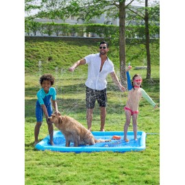 SLOOSH Non-Slip Splash Pad Sprinkler - Summer Water Toys Sprinkler Mat for Kids Toddlers Dogs, Outdoor Backyard Pool Party Decor Outside Water Games Fountain Wading Baby Pool Boys Girls Gifts (6ft)