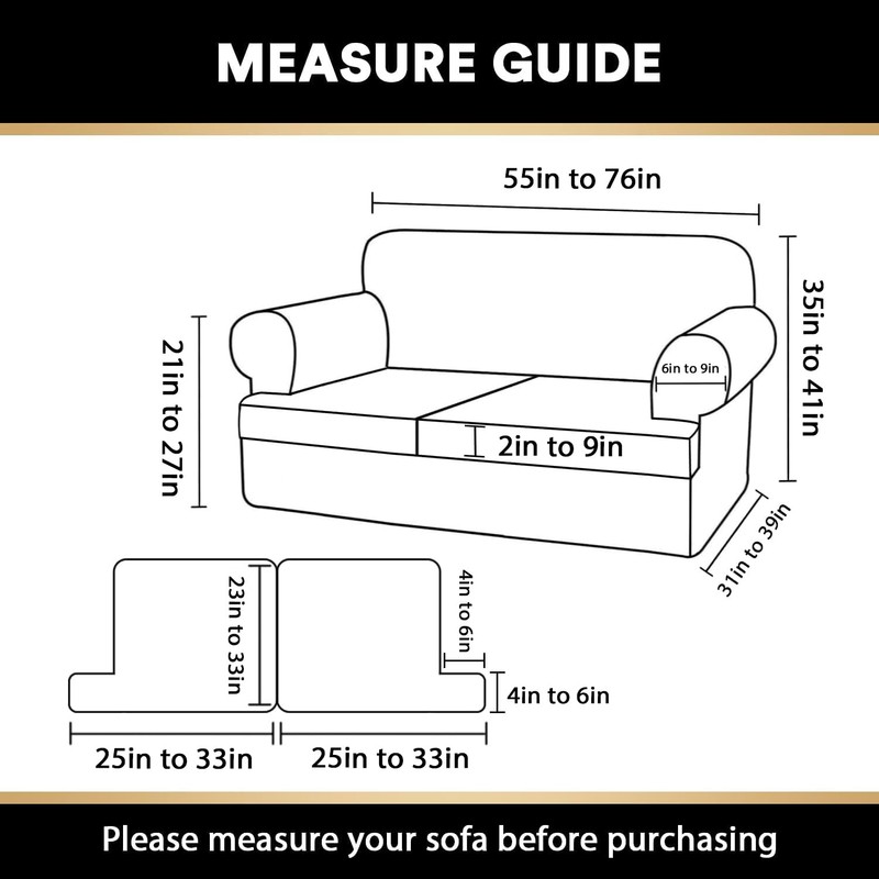 PrinceDeco T Cushion Loveseat Slipcover 3 Pieces Sofa Covers for