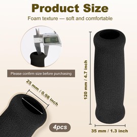 MFE Cane Grip, 4 PCS Foam Handle Covers for Walking & Offset Canes, Comfortable Replacement Hand Grips for Seniors, Non-Slip Crutch Handle Covers, Fits Bicycle Handlebars & Tool Handles - Black