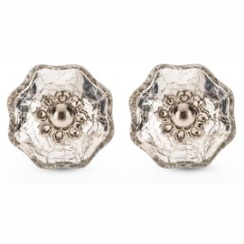Crackle Mercury Glass Knob – Premium Decorative Knobs for Cabinets and Drawers – Novelty Furniture Knobs and Pulls for DIY Hardware Crafts – Vanity, Dresser Hardware for Home Decor - Set of 2