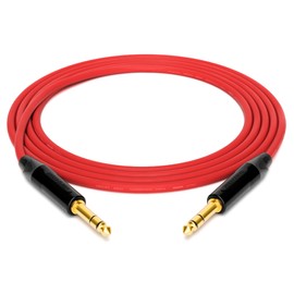 enoaudio Mogami 2534 Quad Professional Studio Cable Balanced Neutrik Gold 6.3 mm TRS Jack HiFi, Red, 5.0 m