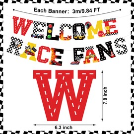 26 PCS Race Car Party Decorations kit Welcome Race Fans Banner and Racing Ceiling Streamers Cars Checkered Flag Helmet Hanging Swirls Streamers Decor Set for Racing Themed Birthday Party Decor