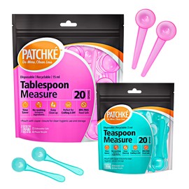 Premium Quality Measuring Spoons Set Combo Pack - [20 Pack] of 5ml Teaspoons and [20 Pack] of 15ml Tablespoon - Color Coded, Reusable, Disposable, Heavy Duty Plastic Spoons (40 Spoons Total)
