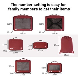 ECOHUB Packing Cubes for Suitcase 7 PCS Travel Organiser Packing Bags Recycled PET Eco Friendly Travel Accessories Shoes Bags for Travel Storage Bag Luggage Organiser Bags Travel Pouch(Red)