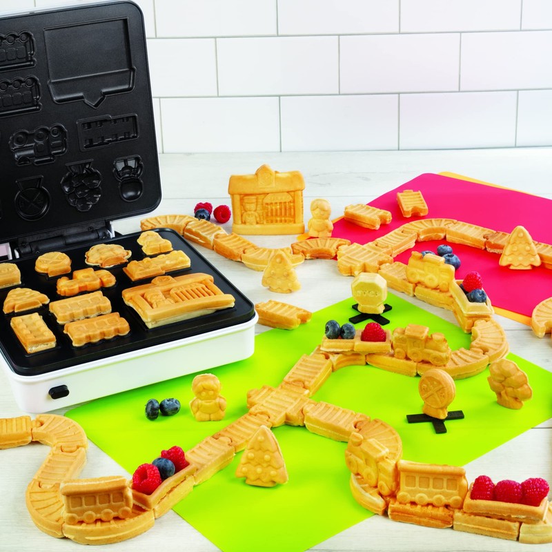 Train Set Waffle Maker- Build Waffle or Pancake Shaped Tracks,