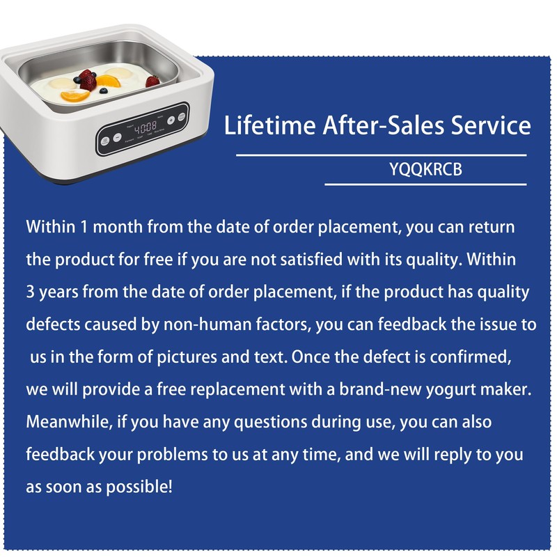 1.7-Quart Yogurt Maker with Adjust Temp(21°C-48°C/70°F-118°F) & Time(1-99h),110V-240V Auto-adaptive,Steel Inner