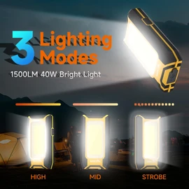 WARSUN 2 PC LED Rechargeable Work Light, Magnetic COB Portable Worklights, 40w 1500 Lumens, Metal Hanging Hook 3 Lighting Modes, Job Site Lighting for Car Repairing, Camping,Hunting Repairing,Yellow