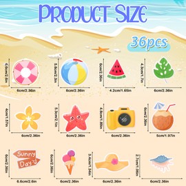 36 PCS Summer Fridays Cupcake Toppers, Cute Pool Party Beach Cupcake Toppers Watermelon Coconut Slippers Hawaiian Summer Topper for Birthday Wedding Pool Party Decorations Supplies
