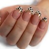 QEYRIYI Leopard Print French Tip Press on Nails Short Almond