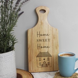 eBuyGB Home Sweet Home Chopping Paddle Board, House Warming Gift, Kitchen Accessory, Couples Housewarming Gifts, Brown
