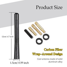 Jsorum 4.7 Inch Carbon Fiber Short Automotive Antenna, Short Carbon Fiber Radio Antenna, Carbon Fiber Antenna, Universal Car Antenna Replacement for Ford Focus