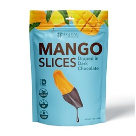 Life Plus Style Gourmet Hashtag Munch Mango Slices Dipped in Dark Chocolate Premium Tropical Mango Chocolate Covered Fruit Snack Non GMO Vegan Delicious Healthy Fruit Bites 7oz Resealable Bag