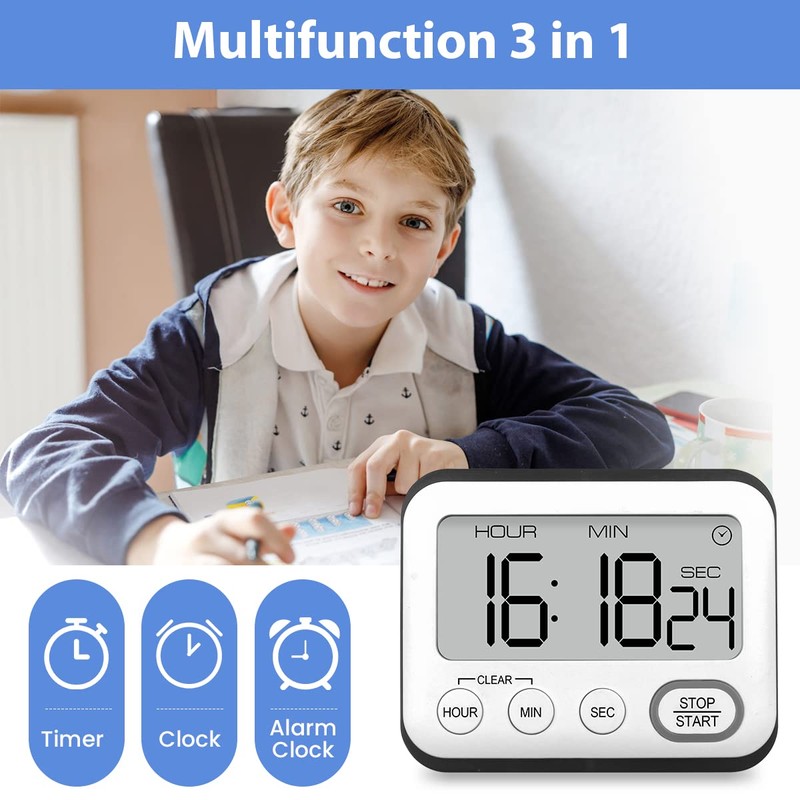 Digital Kitchen Timer Multifunctional, Cooking Timers Magnetic Countdown Countup Timer