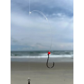 BluefinTackleCo 1 Hi-Lo Surf Pier Beach Fishing T-Knot Rig 2/0 Circle Hooks 30# Mono - Red