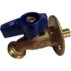 XFITTING 1/2 inch Pex B x 3/4 inch GHT Hose Bibb with Flange, Pex B Garden Valve, Brass, Water or Oil, 1 Piece