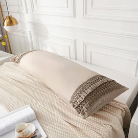 Taupe Tassel Body Pillow Cover 20x54 inches Boho Chic Hand-Made Tassel Decor Body Pillow Case Cover with Pocket Closure(Body,Taupe Tassel)