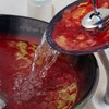 HM HomeMieco Red Glass Vessel Sink with Faucet and Drain