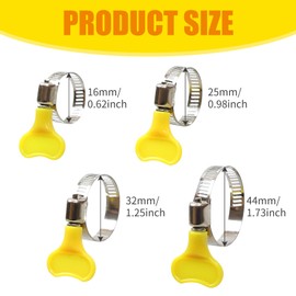 16 Pcs Hose Clips Set Stainless Steel Tightening Pipe Clips, 4 Size Adjustable Pipe Clips Worm Drive Clamps Assortment Kit for Securing Home Gas Flexible Connections,16/25/32/44mm