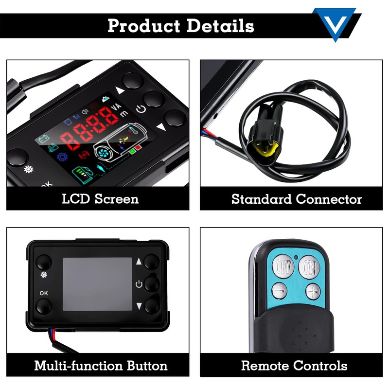 Universal 12V/24V Diesel Air Heater Controller with LCD Display and