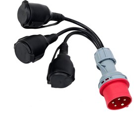 CEE Adapter, 400 V, CEE Plug 5-Pin 16 A, 3 x 230 V, High Current Distributor, Camping CEE Adapter Line, Oil Resistant and Cold Resistant, for Motorhomes, Industry and Agriculture, Outdoor Use