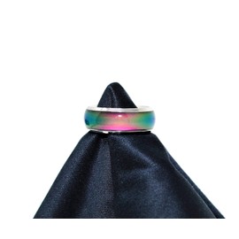 Ello Elli 8MM Comfort Fit Stainless-Steel Color Changing Mood Ring Silver/Black Tone