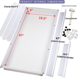 Kalinta Epoxy Mold with Divider Adjustable- 47x19.5x3in No-Seal Resin Mold Integrated Clamping System - Perfect for Beginners & Experienced Artists Alike - Ideal for Creative Resin Art Projects