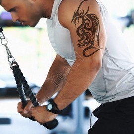 Yesallwas Tattoo Stickers, Dragon, Flying Dragon, Set of 6, Black, Dragon, Tattoo Stickers, Body Stickers, Tattoo Stickers, Long Lasting, Waterproof, Men's, Approx. 4.7 x 7.5 inches (12 x 19 cm)