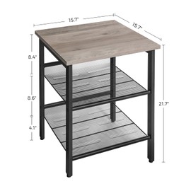 VASAGLE INDESTIC End Table, Nightstand with 2 Adjustable Mesh Shelves, Stable Metal Frame, Easy Assembly, for Living Room, Greige + Black