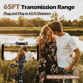 Wireless Lavalier Microphone, Mini Lapel Microphone Wireless with Hi-Fi Audio, DSP Noise Reduction, Plug-Play, 20H Duration, with 2 Adapter, for Youtube, Recording, Vlog, Facebook Live Streaming