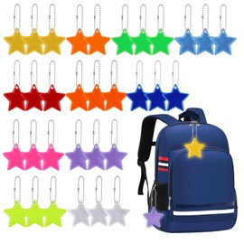 Zocipro Pack of 32 Children's Reflectors Pendants, Safety Star Reflector Pendant for School Bag, Backpack, Cycling, Colourful Reflectors for Children