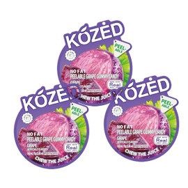 KOZED Grape Juice Gummy Candy, Peelable, 28% Real Fruit Juice, 6 Pack