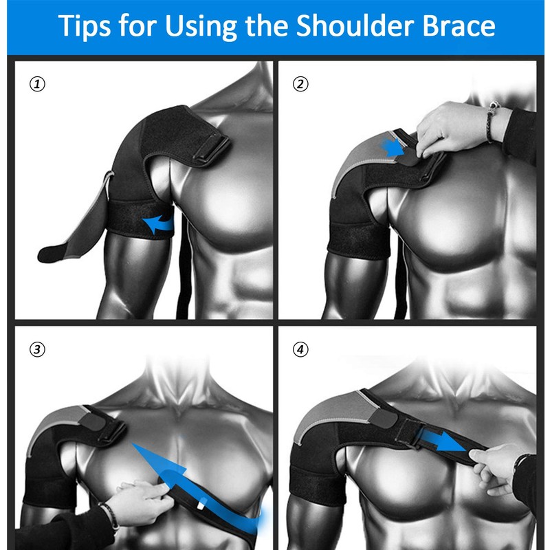 Shoulder Support - Adjustable Shoulder Brace Compatible with Hot/Cold Pad