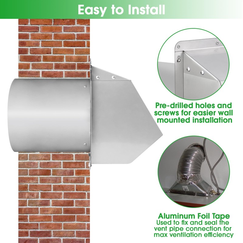 6 Inch Wall Vent Cover,Exterior Wall Vent Hood with Screen