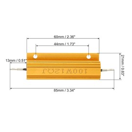 PATIKIL 2pcs 100W 12ohm Aluminum Case Resistor Housing Wire Resistors Screw Tap Power Resistor Gold Tone
