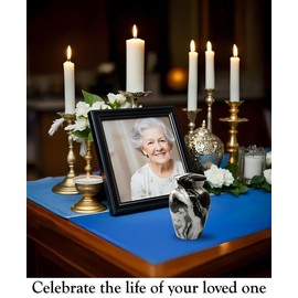 Marble Finish Keepsake Sharing Urn – Mini Metal Cremation Urn for Human or Pet Ashes – Small Memorial Token Urn with Velvet Bag & Funnel – A Perfect Tribute & Gift for Families (Monte Carlo)