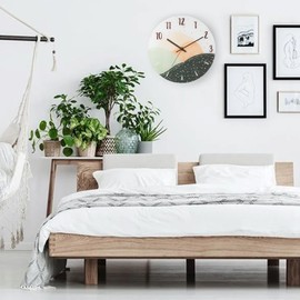 hleo® Silent Wall Clock with Glass Dial, 30 cm (12 Inch), Unique Modern Design No Ticking Noise - Beautiful Decoration for Living Room, Bedroom, Office, Kitchen (LIN20018)