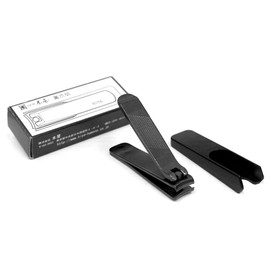 SureBuyShop KIYA Black Carbon Steel Nail Clipper with Nail Catcher | Made in Japan (Large)