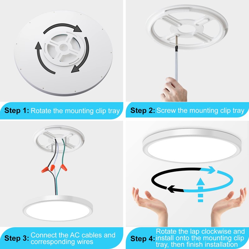 WKONCLDY 4700lm LED Flush Mount Ceiling Light, Super Slim 16