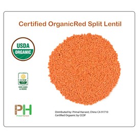 Organic Red Split Lentils aka Masoor Dal low calories rich in Iron and Protein Raw non-GMO Vegan Bulk-10LB