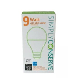 Simply Conserve  Simply Conserve 9 Watt A19 LED Dimmable Lamps 800 Lumens