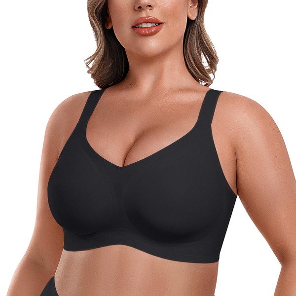 Litthing Wireless Bras for Women V Neck Comfort Bras Seamless