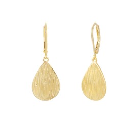 VTSKAIIE 14K Hammered Gold Vintage Teardrop Dangle Leverback Earrings for Women