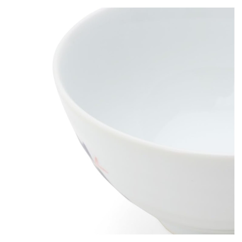 World Create 15118 Indigo Flower Hasamiyaki Rice Bowl, Red